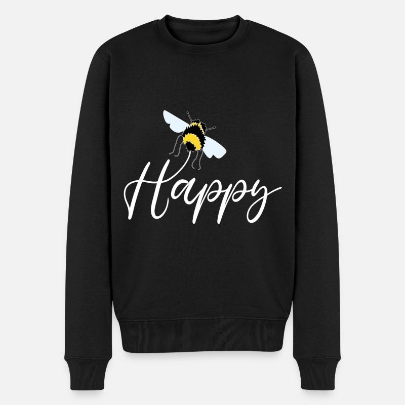 Bee Happy - Männer Premium Bio Pullover - Schwarz