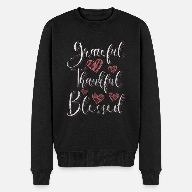 Kleeblatt Glücklich Liebe Energie - Männer Premium Bio Pullover - Schwarz