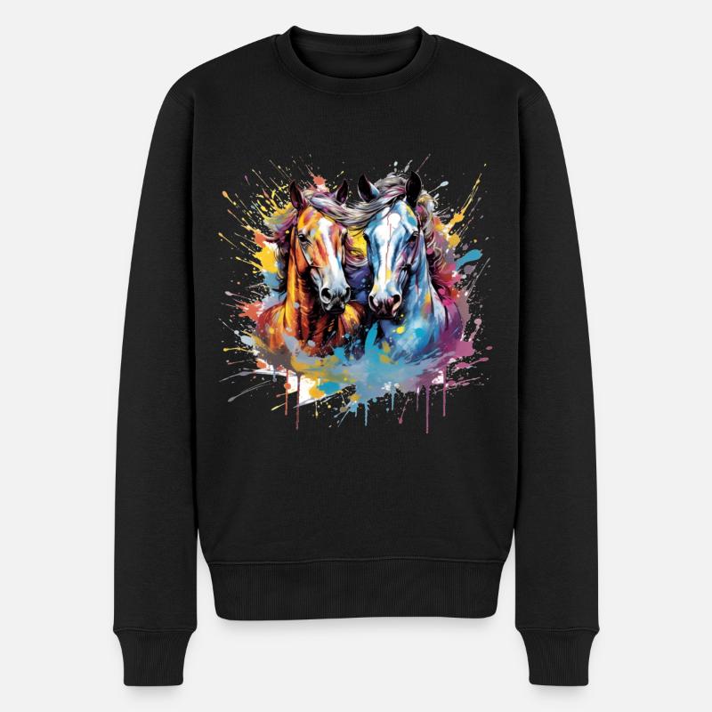 Chevaux - Pull Premium bio Homme - noir