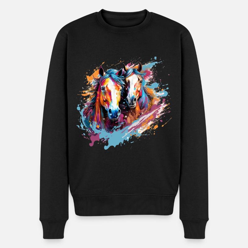 Pferdestärke - Männer Premium Bio Pullover - Schwarz
