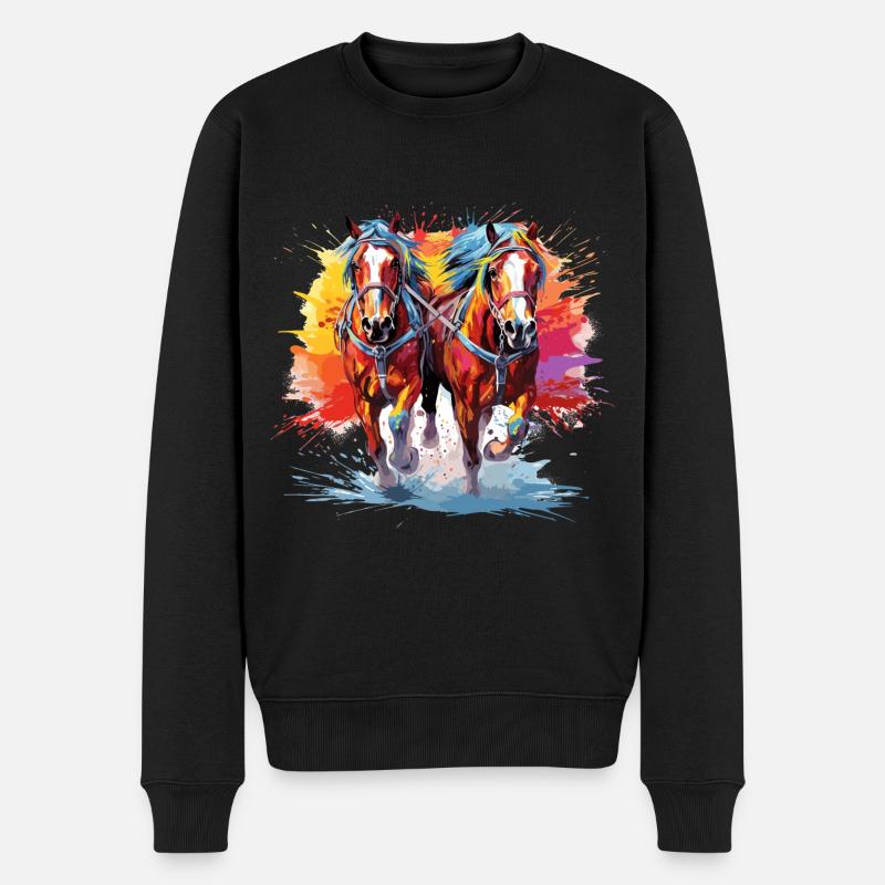 Chevaux de trait, attelage - Pull Premium bio Homme - noir
