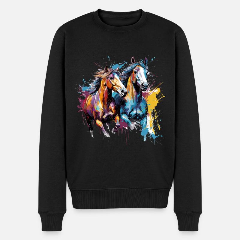 Cheval, chevaux - Pull Premium bio Homme - noir