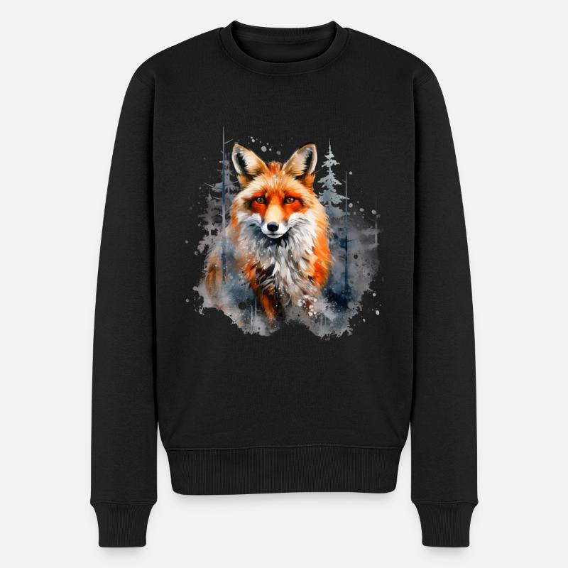 Rotfuchs, Schnee - Männer Premium Bio Pullover - Schwarz