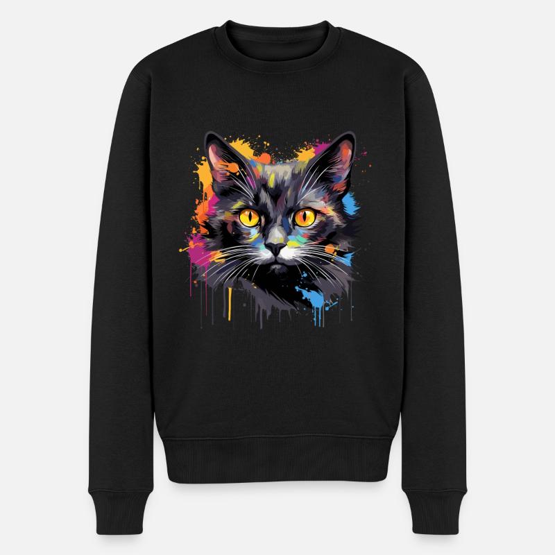 chat noir - Pull Premium bio Homme - noir