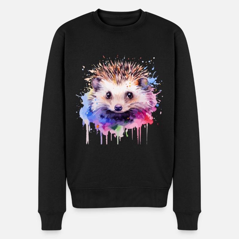 Hérisson, hedgehodge mignon - Pull Premium bio Homme - noir
