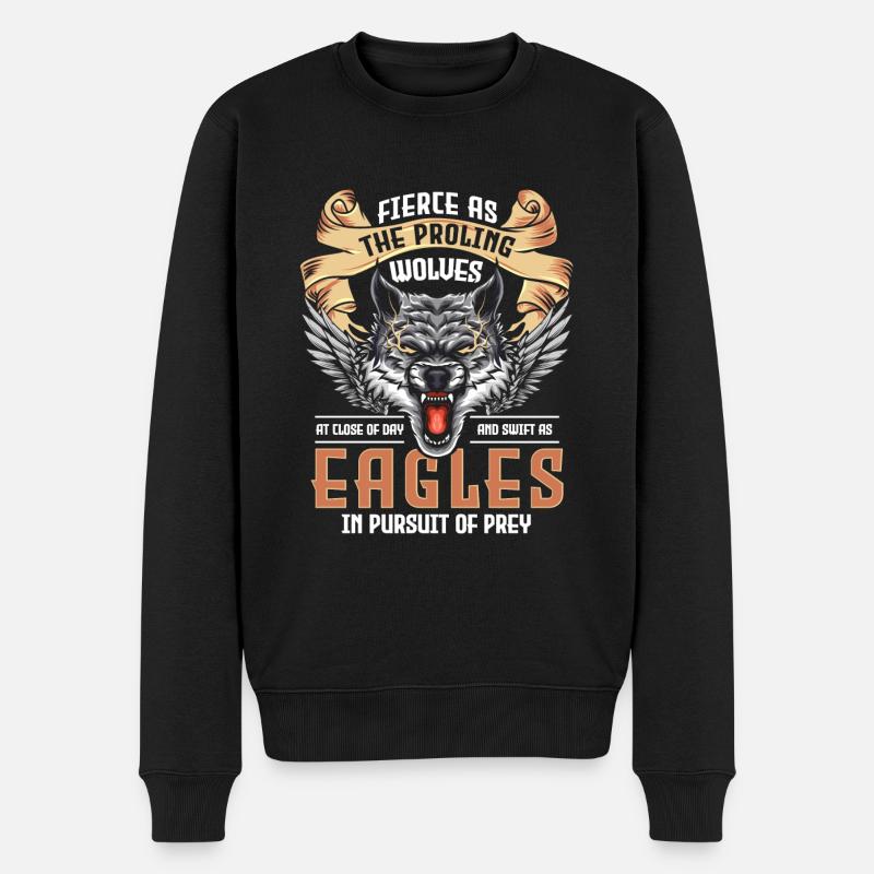 Wolf Tier Mystik Wolfpack - Männer Premium Bio Pullover - Schwarz