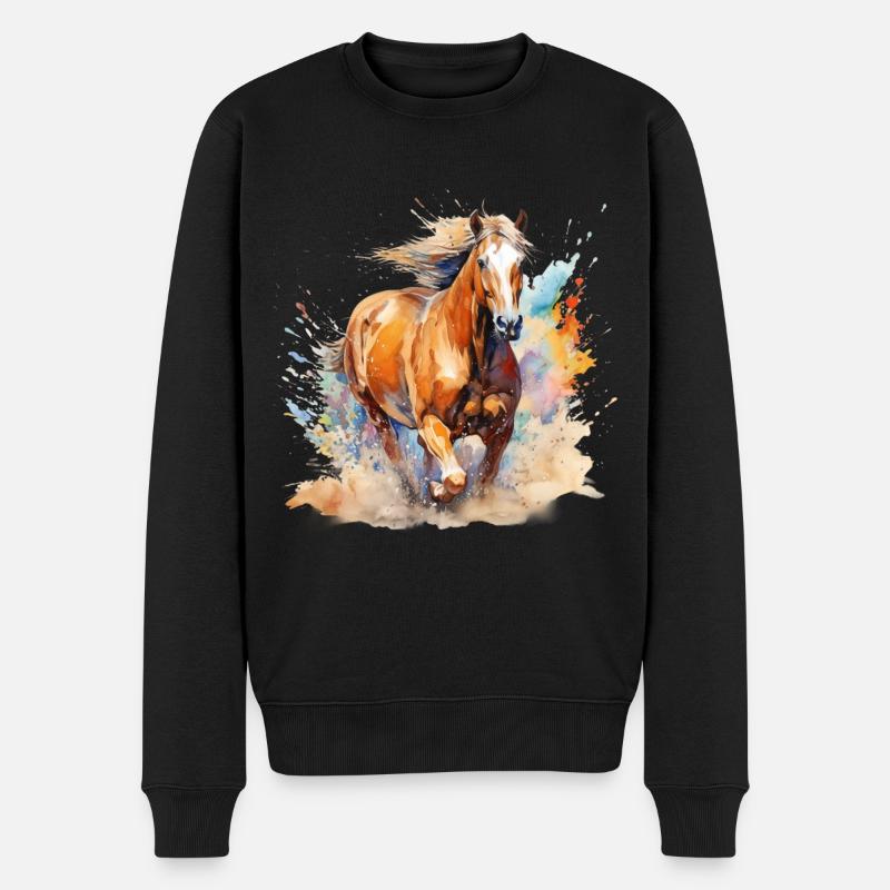 Quarter Horse Palomino - Männer Premium Bio Pullover - Schwarz