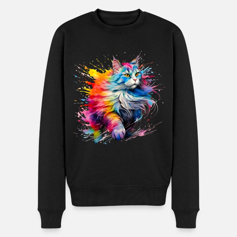 Katze, Maine Coon - Männer Premium Bio Pullover - Schwarz