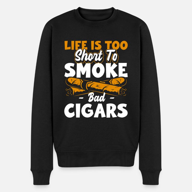 Rauchen Nikotin Rauchverbot Vape - Männer Premium Bio Pullover - Schwarz