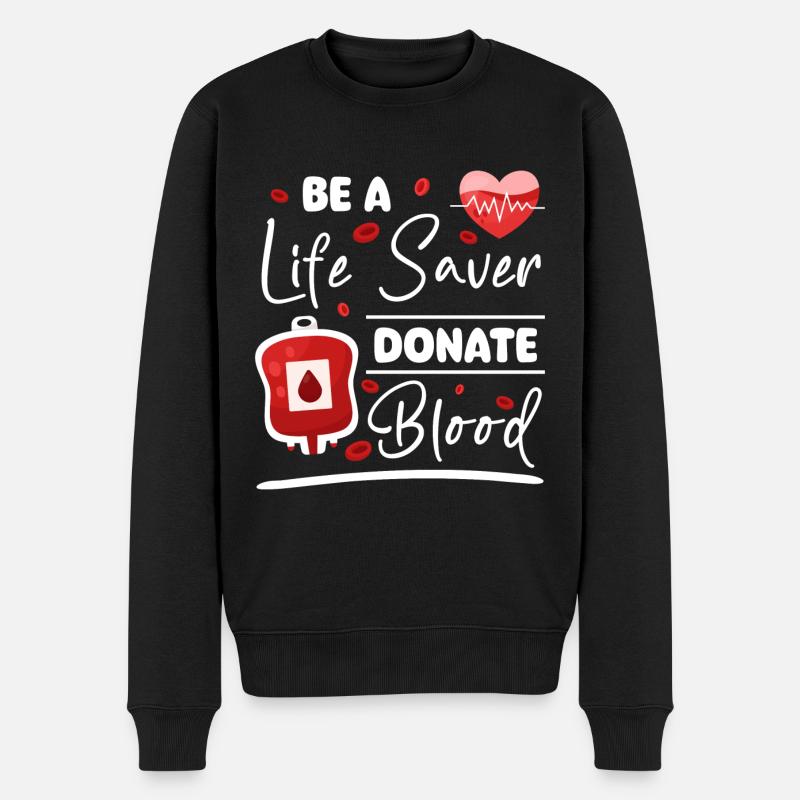 Blutspender Blut Blutgruppe - Männer Premium Bio Pullover - Schwarz