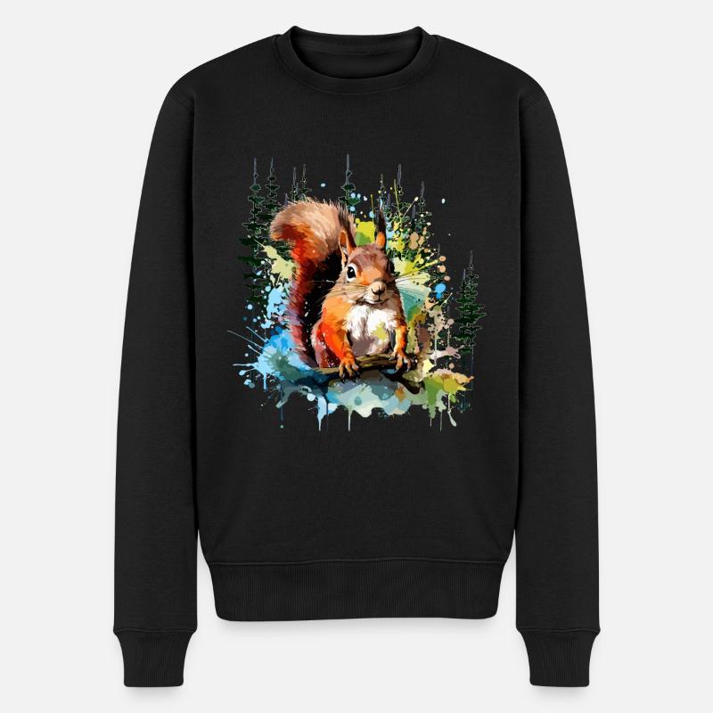 Eichhörnchen - Männer Premium Bio Pullover - Schwarz