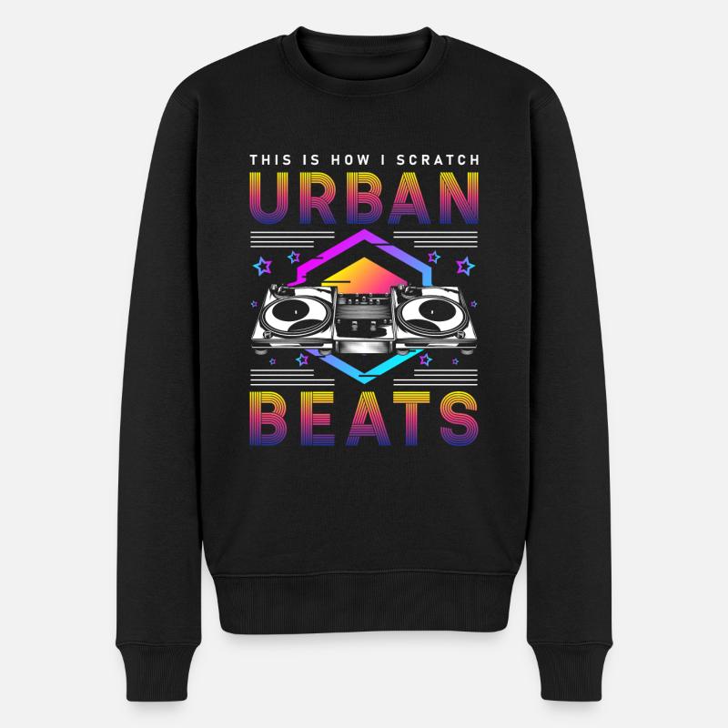 Schallplatte Disko Rave - Männer Premium Bio Pullover - Schwarz