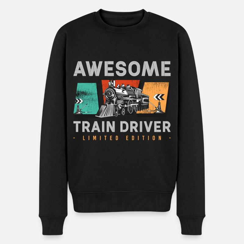 Zugführer Eisenbahner Beruf Bahnhof - Männer Premium Bio Pullover - Schwarz