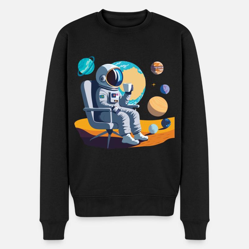 Interstellare Kaffeepause - Männer Premium Bio Pullover - Schwarz
