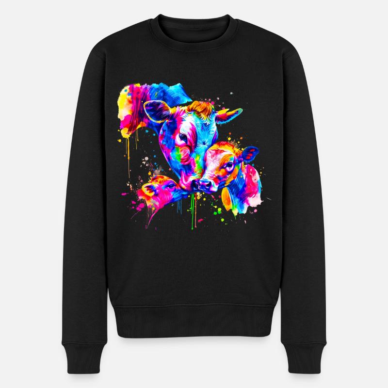 Vache avec 3 veaux - Pull Premium bio Homme - noir