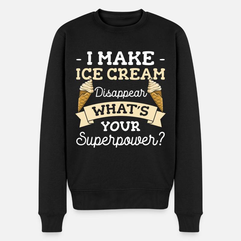 Eiscreme Eiskugel Naschen Speiseeis - Männer Premium Bio Pullover - Schwarz