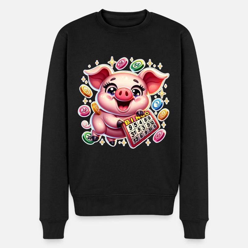 loto, cochon, bingo - Pull Premium bio Homme - noir