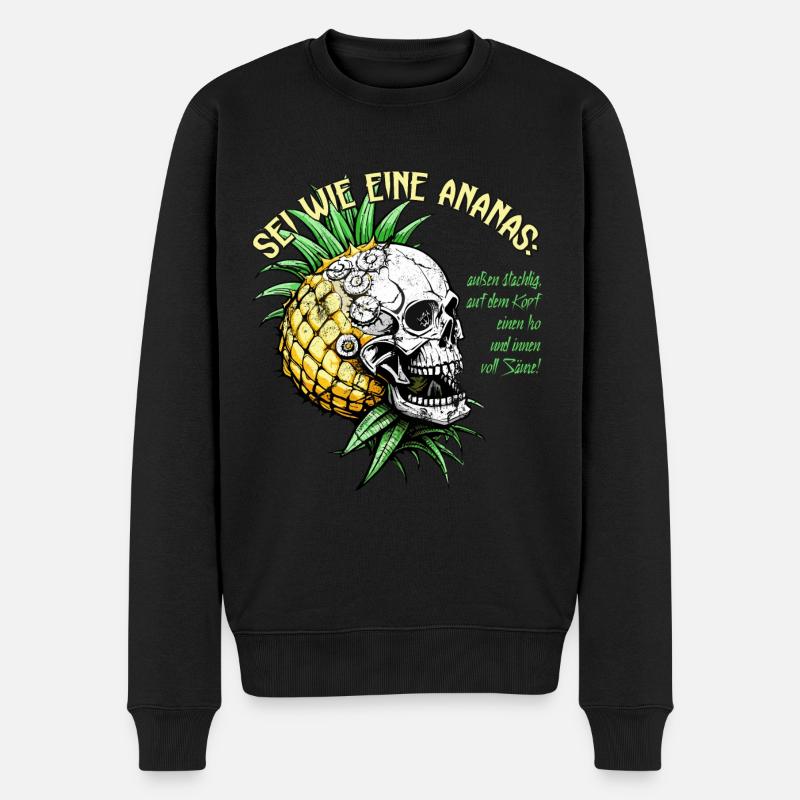Pineapple Skull / Totenkopf Ananas / Frucht FS0209 - Männer Premium Bio Pullover - Schwarz