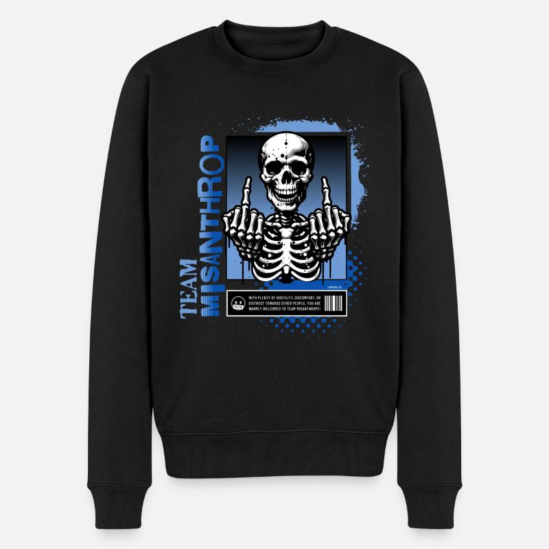 Misanthrop Skull // Totenkopf Menschenhass FS0227 - Männer Premium Bio Pullover - Schwarz