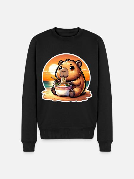 Capybara Ramen Kawaii Anime - Men's Premium Organic Jumper - black