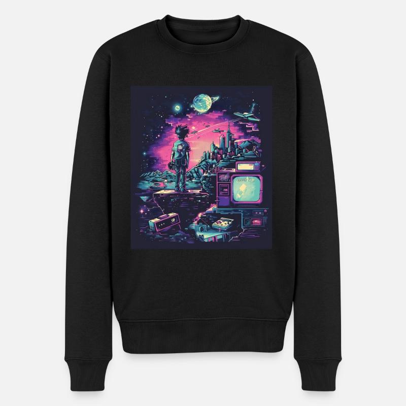 Retro-Gaming-Odyssee - Männer Premium Bio Pullover - Schwarz