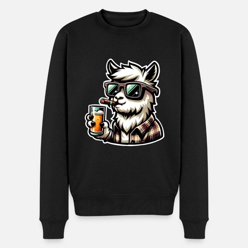Alpaka Bier - Männer Premium Bio Pullover - Schwarz