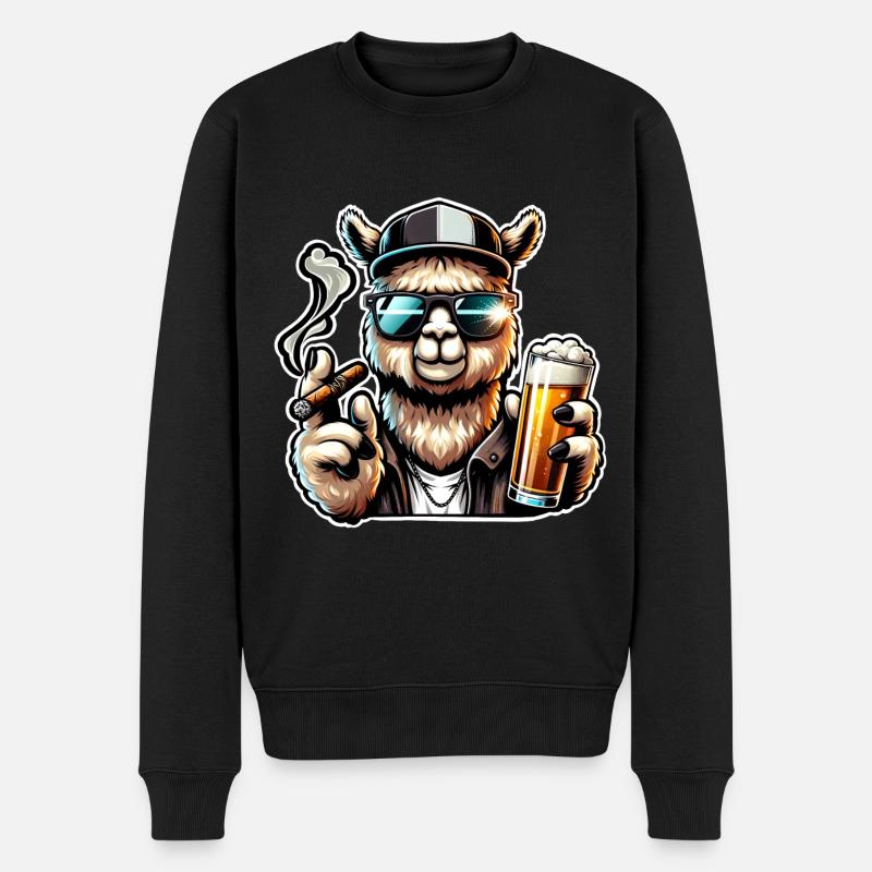 Alpaka Bier Zigarre - Männer Premium Bio Pullover - Schwarz