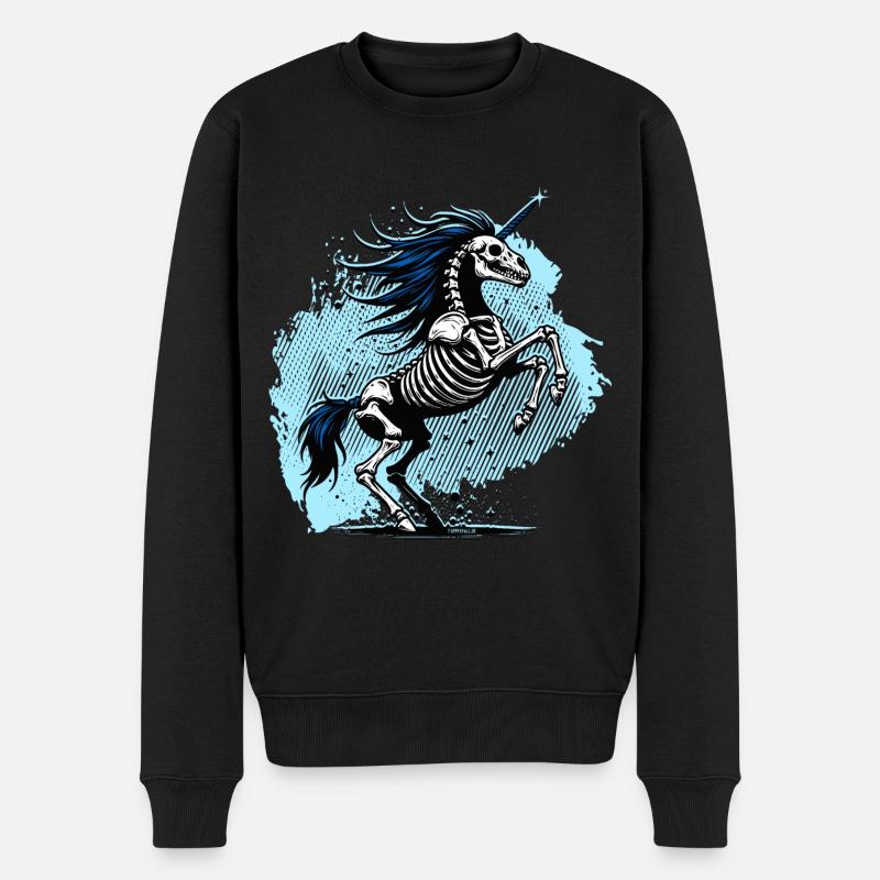 Unicorn Skull // Skelett Einhorn FS0237 - Männer Premium Bio Pullover - Schwarz
