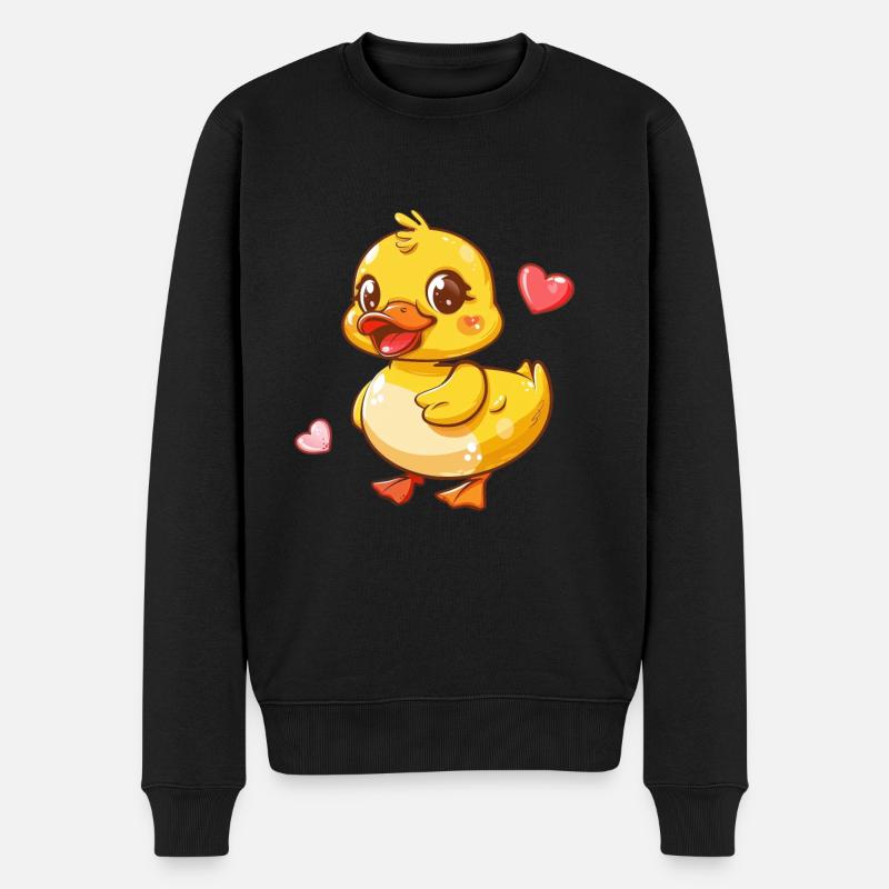 Süßes Entchen Mit Herzchen - Männer Premium Bio Pullover - Schwarz