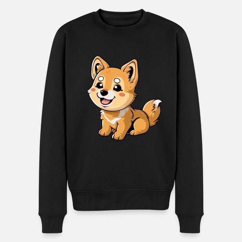 Entdecke Den Charmanten Dingo Welpen - Männer Premium Bio Pullover - Schwarz