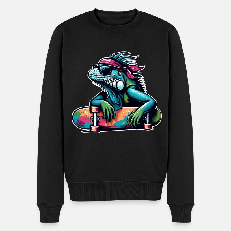 Iguana Skateboard SKater Skating - Pull Premium bio Homme - noir