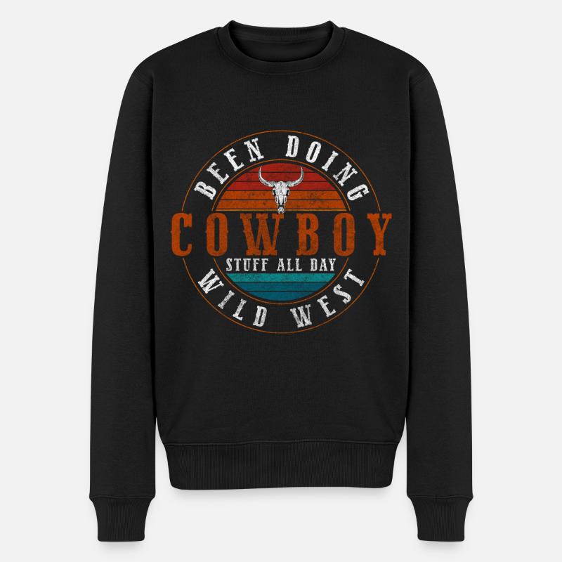 Cheval Cowboy Western Master Indien - Pull Premium bio Homme - noir