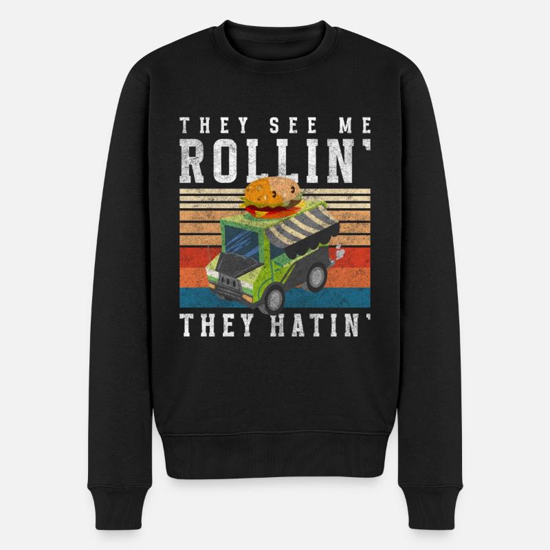 Fast Food Essen auf Rädern Imbisswagen - Männer Premium Bio Pullover - Schwarz