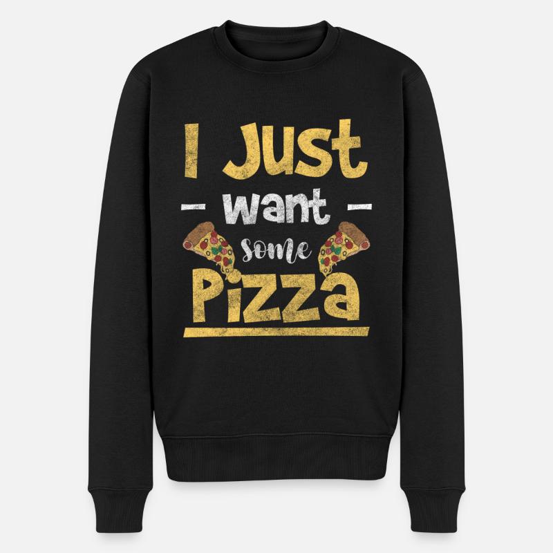 Pizza Käse Köstlich - Männer Premium Bio Pullover - Schwarz