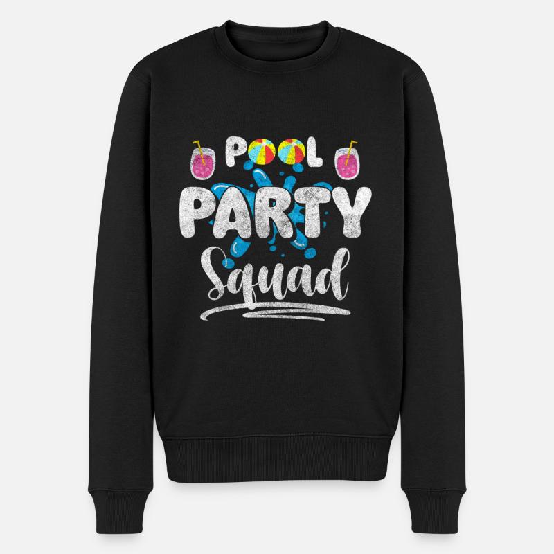 Poolparty Baden Partyzeit - Männer Premium Bio Pullover - Schwarz