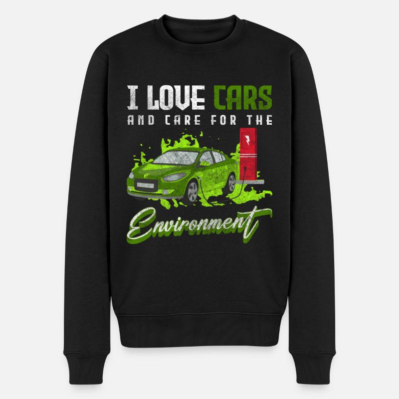 E-Auto Fahrzeug Effizient - Männer Premium Bio Pullover - Schwarz