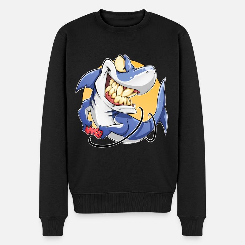 Gaming Gamer Hai - Männer Premium Bio Pullover - Schwarz