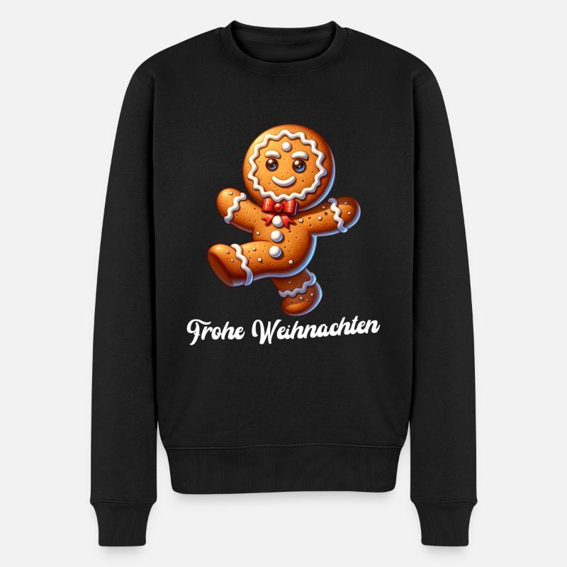 Frohe Weihnachten Lebkuchen Weihnachten - Männer Premium Bio Pullover - Schwarz