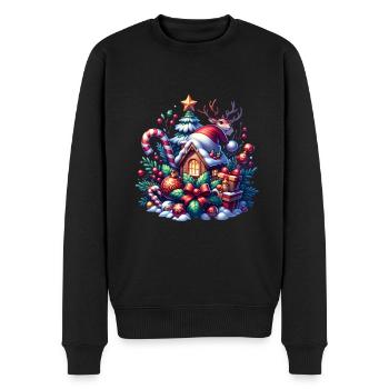 Cabane de neige de Noël - Pull Premium bio Homme - noir - Devant - Nico (187cm)