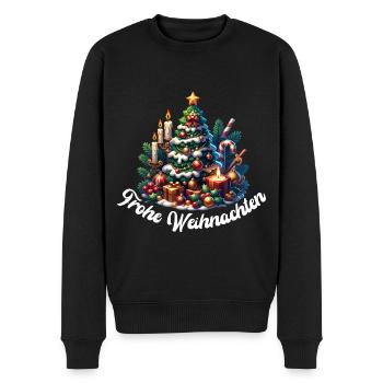 Frohe Weihnachten Weihnachtsbaum - Männer Premium Bio Pullover - Schwarz - Vorne - Nico (187cm)