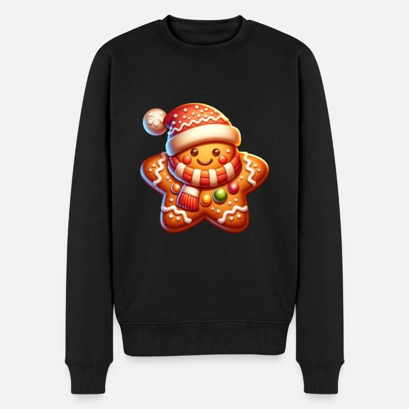 Weihnachts Lebkuchen Weihnachtsmütze - Männer Premium Bio Pullover - Schwarz