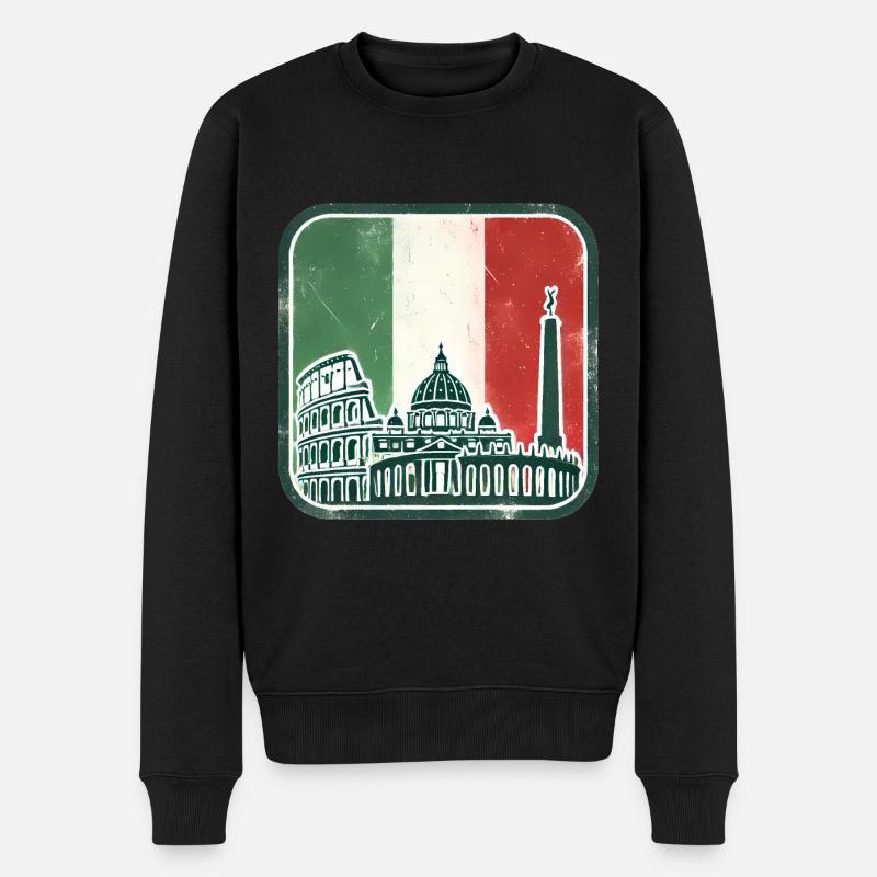 Drapeau Italien Monuments Silhouette - Pull Premium bio Homme - noir