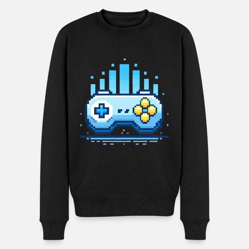 Gamer-Controller-Design aufleveln - Männer Premium Bio Pullover - Schwarz