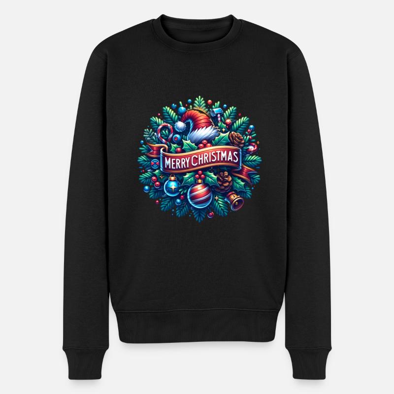 Merry Christmas Weihnachtsshirt - Männer Premium Bio Pullover - Schwarz