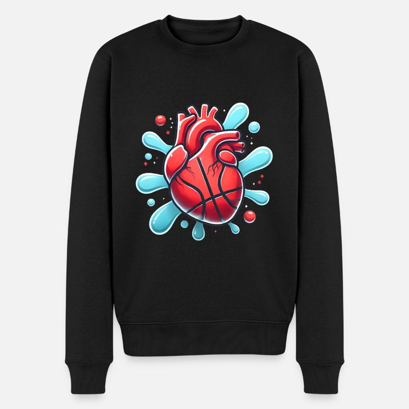 Coeur Basketball Splash Graphique - Pull Premium bio Homme - noir