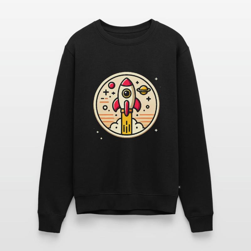Fusée rétro perdue dans l’espace Graphique Pull Premium bio Homme