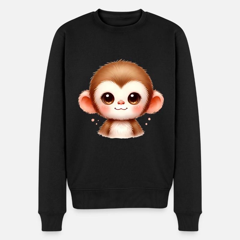 Mignon bébé singe aquarelle Art - Pull Premium bio Homme - noir