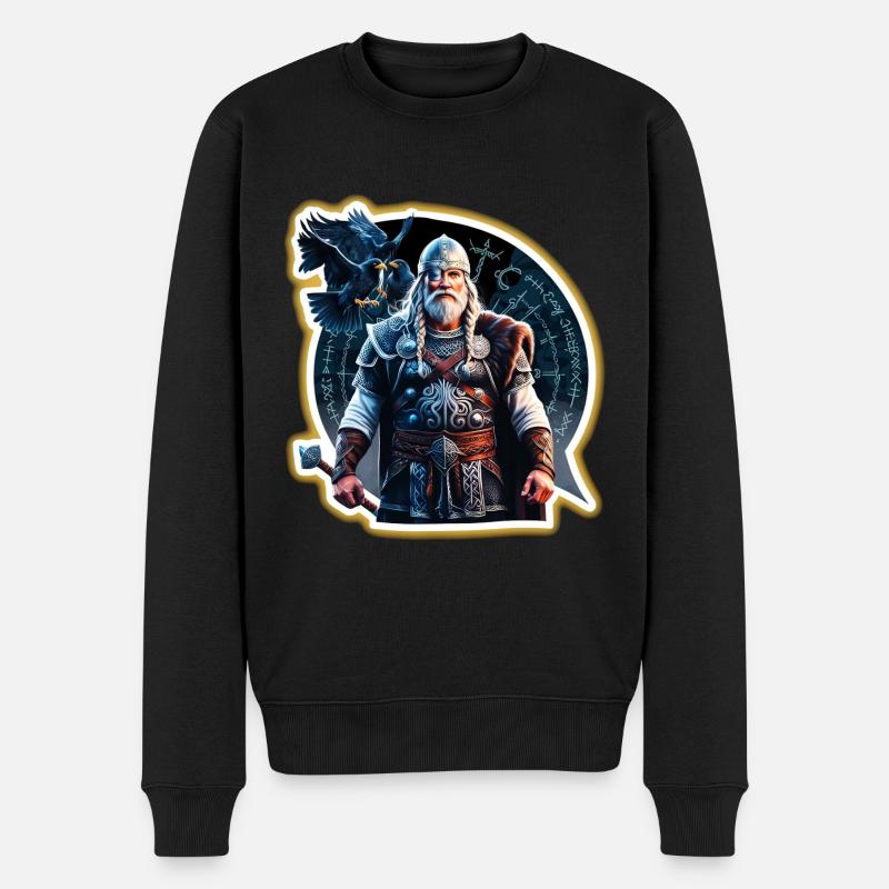 Odin, Vater aller - Männer Premium Bio Pullover - Schwarz