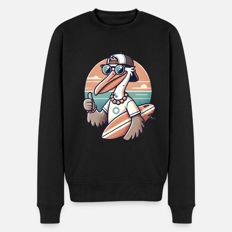 Cool Beach Pelican Cartoon Design - Pull Premium bio Homme - noir