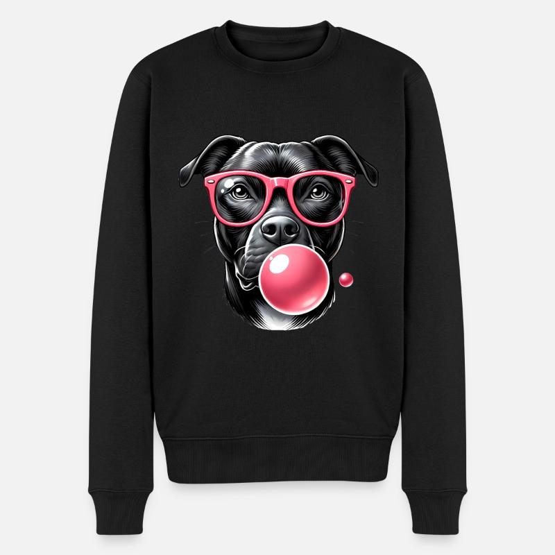 Cool with Pink Bubble Gum - Männer Premium Bio Pullover - Schwarz